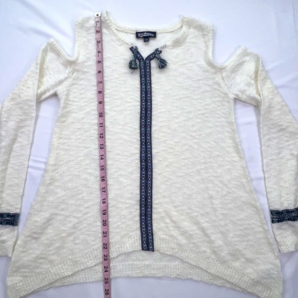 Freshman 1996 Girl Open Knit Cut Out Tassel Lightweight Sweater Sz XL(16) Tribal - Picture 11 of 13